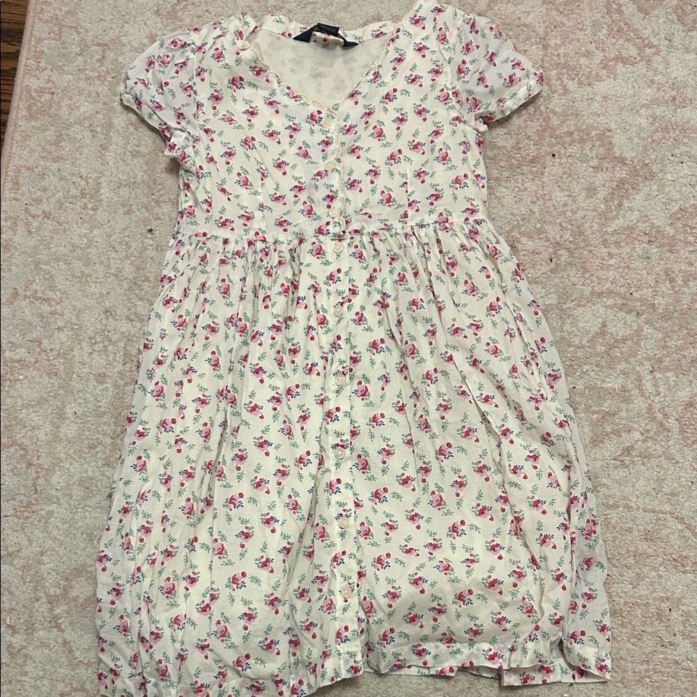 Polo by Ralph Lauren White Cotton Dress with Pink Floral Print
